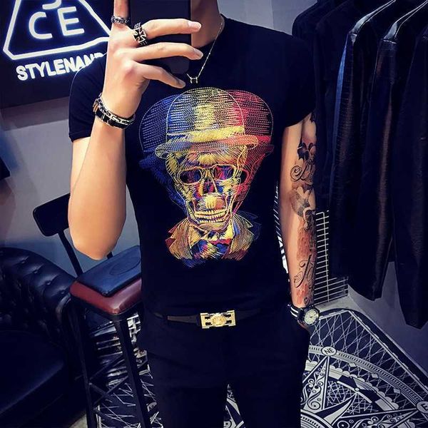 w0113 summer personality social spirit guy half sleeve t-shirt short sleeve korean slim half sleeve trend, White;black
w0113 summer personality social spirit guy half sleeve t-shirt short sleeve korean slim half sleeve trend, White;black
