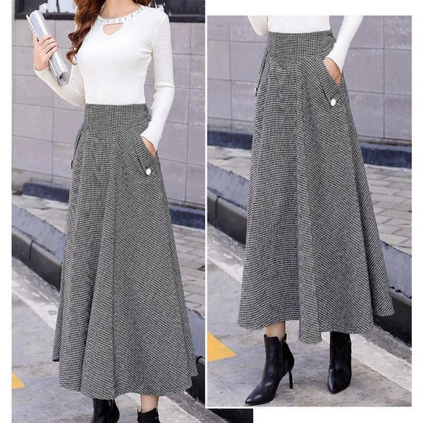 skirts striped women winter woolen office wool warm pleated long skirt casual ladies saia longa maxi, Black
skirts striped women winter woolen office wool warm pleated long skirt casual ladies saia longa maxi, Black