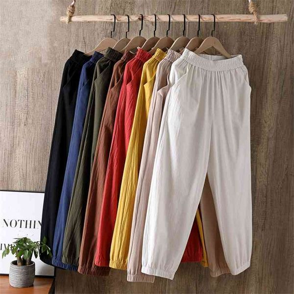 spring summer woman cotton linen pants elastic waist solid harem ankle-length s trousers bloomer pencil 210925, Black;white
spring summer woman cotton linen pants elastic waist solid harem ankle-length s trousers bloomer pencil 210925, Black;white