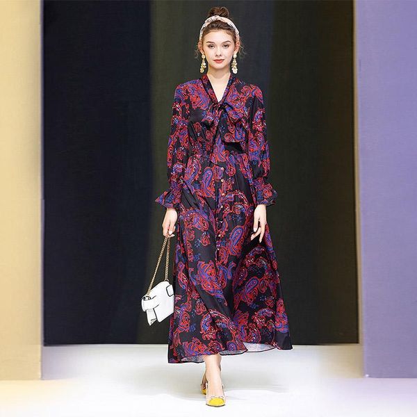 casual dresses europe and the united states women's bow tie lead trumpet posed long dress sleeve printed restoring ancient ways, Black;gray
casual dresses europe and the united states women's bow tie lead trumpet posed long dress sleeve printed restoring ancient ways, Black;gray