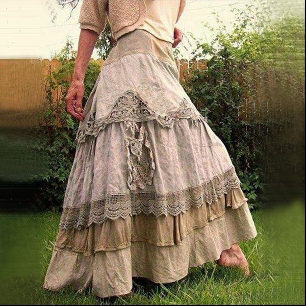 5xl plue size retro palace womens skirts style stitching lace large swing and floor gothic long skirt, Black
5xl plue size retro palace womens skirts style stitching lace large swing and floor gothic long skirt, Black