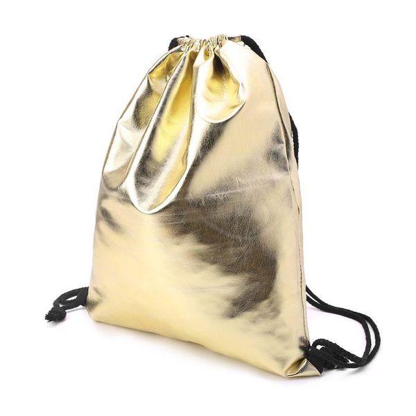 waterproof drawstring backpack bag pu leather women sport gym bags school