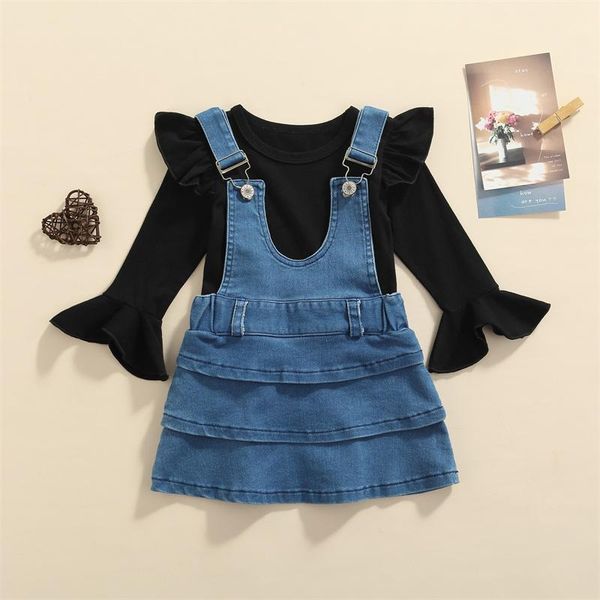 clothing sets baby long sleeve ruffle decoration sweet style classic round neck + denim suspender skirt spring 2 piece set for 1-4 year, White
clothing sets baby long sleeve ruffle decoration sweet style classic round neck + denim suspender skirt spring 2 piece set for 1-4 year, White