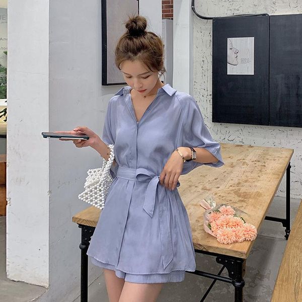 women's tracksuits 2021 women spring summer vintage 2 piece set female lace up shirt high waist wide leg shorts lady casual solid suit, Gray
women's tracksuits 2021 women spring summer vintage 2 piece set female lace up shirt high waist wide leg shorts lady casual solid suit, Gray