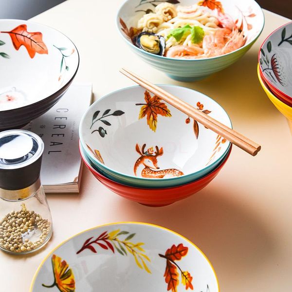 dishes & plates 8 inch ceramic bowl noodle forest animal design large creative restaurant household flower dining sets
dishes & plates 8 inch ceramic bowl noodle forest animal design large creative restaurant household flower dining sets