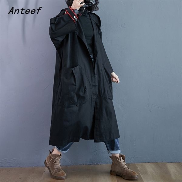 cotton hooded casual loose long autumn spring trench coat for women clothes outerwear 210820, Tan;black
cotton hooded casual loose long autumn spring trench coat for women clothes outerwear 210820, Tan;black