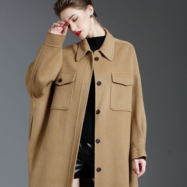 women's wool & blends luxury autumn winter double faced coat korean over knee coats and jackets women clothes long trench abrigo mujer, Black
women's wool & blends luxury autumn winter double faced coat korean over knee coats and jackets women clothes long trench abrigo mujer, Black