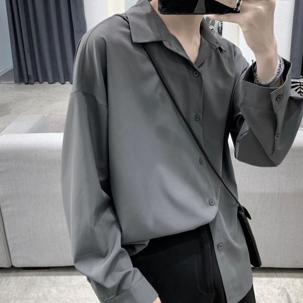 men's casual shirts korean dress fashion solid color business men streetwear loose social mens long-sleeved mfol, White;black
men's casual shirts korean dress fashion solid color business men streetwear loose social mens long-sleeved mfol, White;black