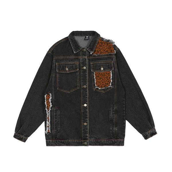 men's jackets streetwear leopard letter embroidery washed jeans for men and women vibe patchwork casual oversize loose denim coat, Black;brown
men's jackets streetwear leopard letter embroidery washed jeans for men and women vibe patchwork casual oversize loose denim coat, Black;brown
