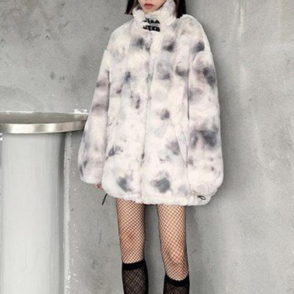 women's fur & faux streetwear tie-dye jacket 2021 winter thick cotton liner plush warm coat korean harajuku fashion women clothing jack, Black
women's fur & faux streetwear tie-dye jacket 2021 winter thick cotton liner plush warm coat korean harajuku fashion women clothing jack, Black