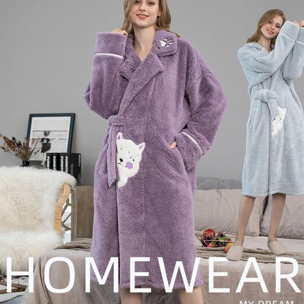 women's sleepwear women robe flannel bathrobe 2021 autumn winter fleece long nightgown lady cartoon printed warm thicken sleep clothes, Black;red
women's sleepwear women robe flannel bathrobe 2021 autumn winter fleece long nightgown lady cartoon printed warm thicken sleep clothes, Black;red