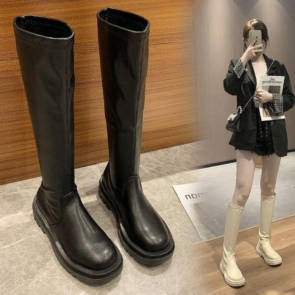 dress shoes white high boots women's 2021 spring and autumn elastic thin knight middle tube over knee, Black
dress shoes white high boots women's 2021 spring and autumn elastic thin knight middle tube over knee, Black