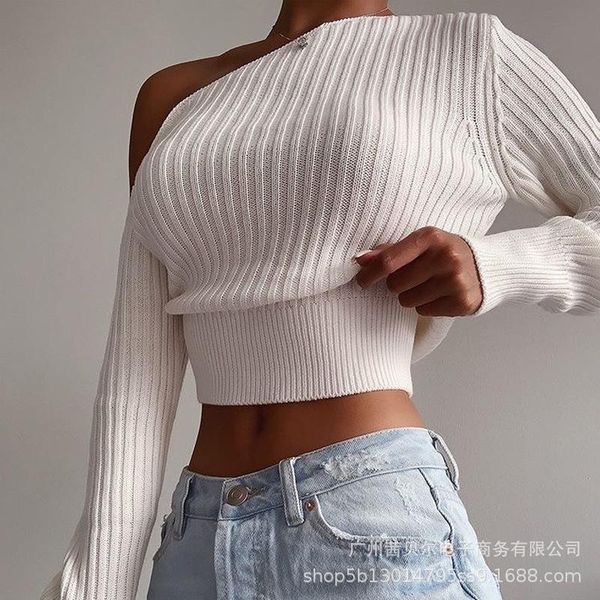 women's sweaters fashion bottom strapless knitted sweater for women inclined shoulder elegant ladies wear female casual slim pullovers, White;black
women's sweaters fashion bottom strapless knitted sweater for women inclined shoulder elegant ladies wear female casual slim pullovers, White;black