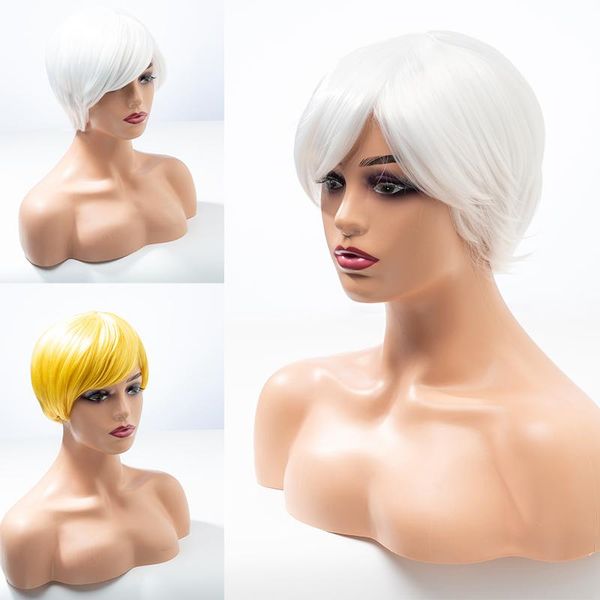 human ponytails products european and american wig women's headgear, fiber short hair bobo, Black