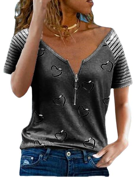 heart print womenss casual t shirt v neck zipper loose short sleeve summer fashion plus size clothing de mujer, White
heart print womenss casual t shirt v neck zipper loose short sleeve summer fashion plus size clothing de mujer, White