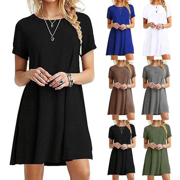 women's t-shirt casual dresses women short sleeve loose mini dress summer fashion o-neck party boho beach female office lady work, White
women's t-shirt casual dresses women short sleeve loose mini dress summer fashion o-neck party boho beach female office lady work, White