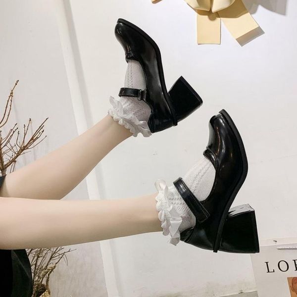 dress shoes women japanese style lolita vintage soft high heel platform college student mary jane 2021, Black 
dress shoes women japanese style lolita vintage soft high heel platform college student mary jane 2021, Black