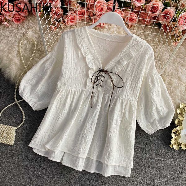 sweet doll shirt korean causal bow bandage v-neck puff short sleeve blusas femme spring summer blouses 6e744 210603, White
sweet doll shirt korean causal bow bandage v-neck puff short sleeve blusas femme spring summer blouses 6e744 210603, White