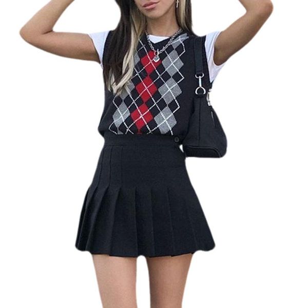 women's vests women sweater vest v neck knitted fashion geometric rhombic print sleeveless tank uniform comfortable, Black;white
women's vests women sweater vest v neck knitted fashion geometric rhombic print sleeveless tank uniform comfortable, Black;white