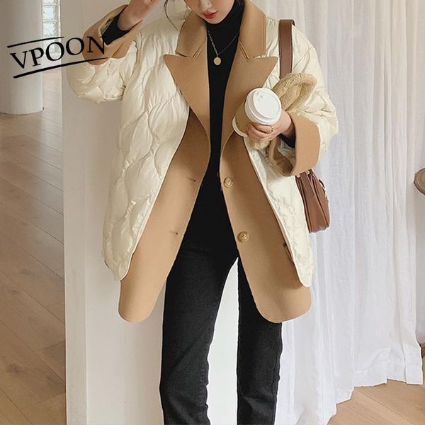 women's down & parkas stitching lapel thick woolen outerwear warm casual parka suit collar cotton jacket women pocket fashion diamond w, Black
women's down & parkas stitching lapel thick woolen outerwear warm casual parka suit collar cotton jacket women pocket fashion diamond w, Black