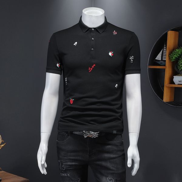 2021 summer personalized flower and bird embroidery polo shirt mens shortsleeved tshirt trendy slim lapel halfsleeved top, White;black
2021 summer personalized flower and bird embroidery polo shirt mens shortsleeved tshirt trendy slim lapel halfsleeved top, White;black