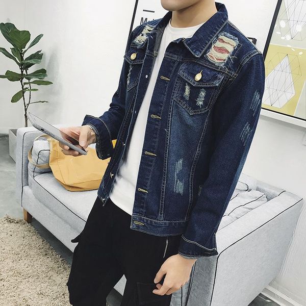 men's jackets fashion 2021 spring autumn casual denim single breasted cardigan thicken keep warm man ripped hole loose jacket men coat, Black;brown
men's jackets fashion 2021 spring autumn casual denim single breasted cardigan thicken keep warm man ripped hole loose jacket men coat, Black;brown