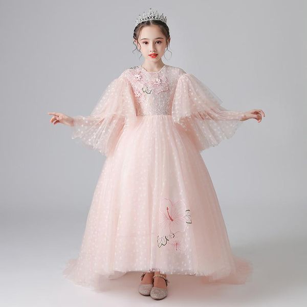 girl's dresses flower girl illusion o-neck full appliques pearls embroidery princess floor-length tulle lace pink kids party gown h647, Red;yellow
girl's dresses flower girl illusion o-neck full appliques pearls embroidery princess floor-length tulle lace pink kids party gown h647, Red;yellow