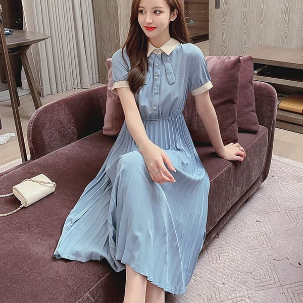dress summer women sweet pleated midi long korean ol short sleeve turn-down collar girls casual office vestidos nq0n, Black;gray
dress summer women sweet pleated midi long korean ol short sleeve turn-down collar girls casual office vestidos nq0n, Black;gray
