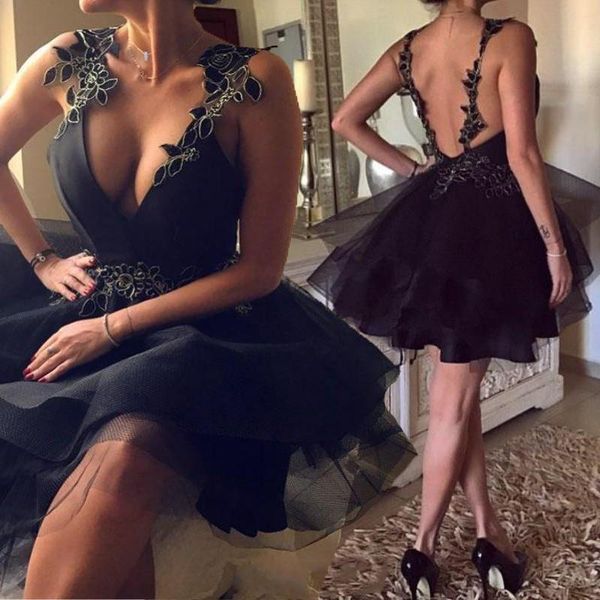 party dresses black mini homecoming backless evening dress lace appliqued tulle gowns short graduation vestidos cortos, White;black
party dresses black mini homecoming backless evening dress lace appliqued tulle gowns short graduation vestidos cortos, White;black