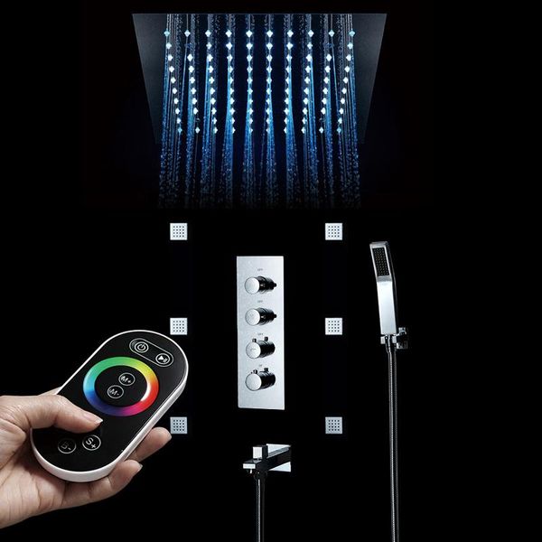 bathroom 3 function 64 color led shower set system embedded ceiling rain 300*300mm showerheads thermostatic valve mixer faucets sets
bathroom 3 function 64 color led shower set system embedded ceiling rain 300*300mm showerheads thermostatic valve mixer faucets sets