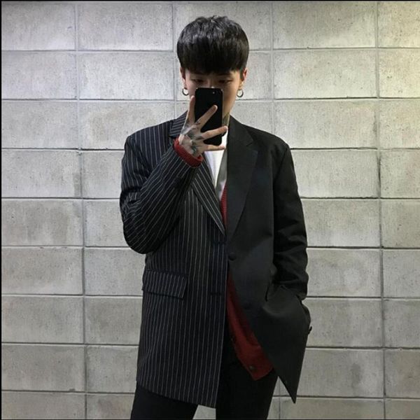 men's suits & blazers s-3xl jackets men loose single suit tide casual stitching striped personality spring and autumn original design, White;black
men's suits & blazers s-3xl jackets men loose single suit tide casual stitching striped personality spring and autumn original design, White;black