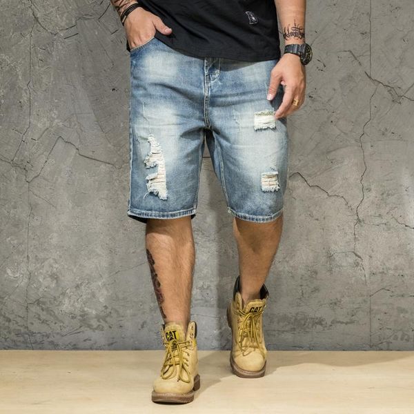 summer men's loose straight ripped denim shorts plus size 40 42 44 46 light blue hole jeans short male brand, White;black
summer men's loose straight ripped denim shorts plus size 40 42 44 46 light blue hole jeans short male brand, White;black