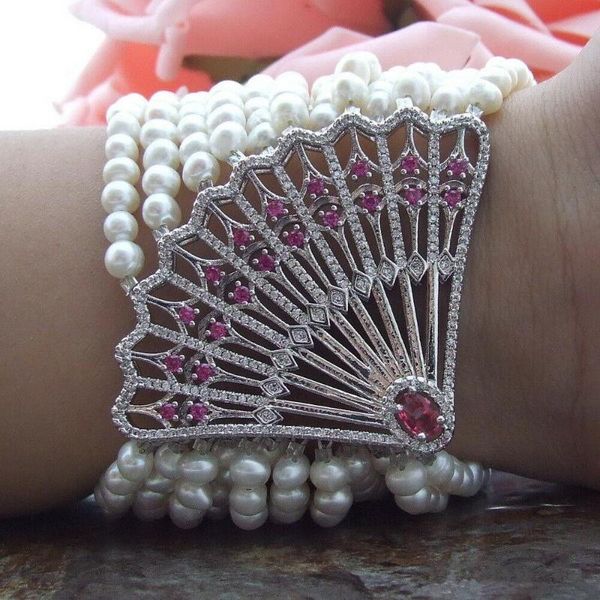 bangle natural 12 strands 4-5 mm white freshwater pearl micro inlay zircon fan flower accessories bracelet long 20 cm fashion jewelry, Black
bangle natural 12 strands 4-5 mm white freshwater pearl micro inlay zircon fan flower accessories bracelet long 20 cm fashion jewelry, Black