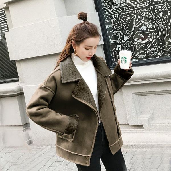 women's jackets 2021 lambswool sweet casual style short coat female v-neck long sleeve zipper pockets single breasted for women korean, Black;brown
women's jackets 2021 lambswool sweet casual style short coat female v-neck long sleeve zipper pockets single breasted for women korean, Black;brown