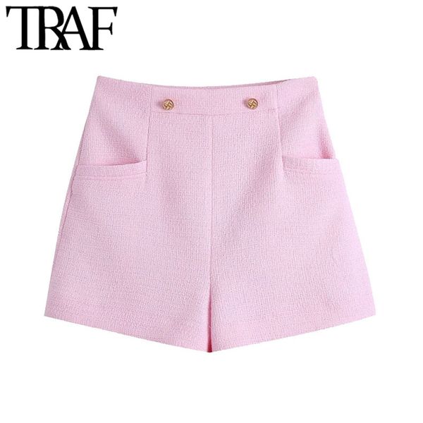 traf women fashion with metal buttons tweed bermuda shorts vintage high waist back zipper female short pants mujer 210415, White;black
traf women fashion with metal buttons tweed bermuda shorts vintage high waist back zipper female short pants mujer 210415, White;black