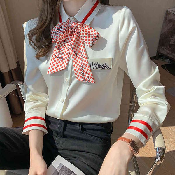 summer spring runway letter print striped women long sleeves femme dot bowknot shirts elegant silk blouse 210416, White
summer spring runway letter print striped women long sleeves femme dot bowknot shirts elegant silk blouse 210416, White