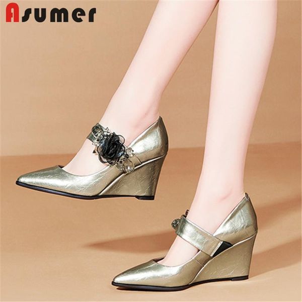 dress shoes asumer 2021 est women pumps patent leather pointed toe crystal single spring summer party wedding wedges woman, Black
dress shoes asumer 2021 est women pumps patent leather pointed toe crystal single spring summer party wedding wedges woman, Black