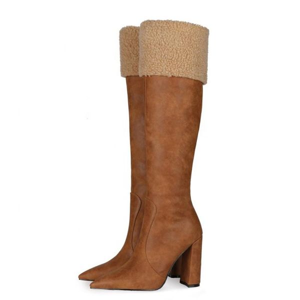 boots fur solid side zip warm over knee high chunky heel big size 45 women pointed toe winter thigh booties for lady, Black
boots fur solid side zip warm over knee high chunky heel big size 45 women pointed toe winter thigh booties for lady, Black