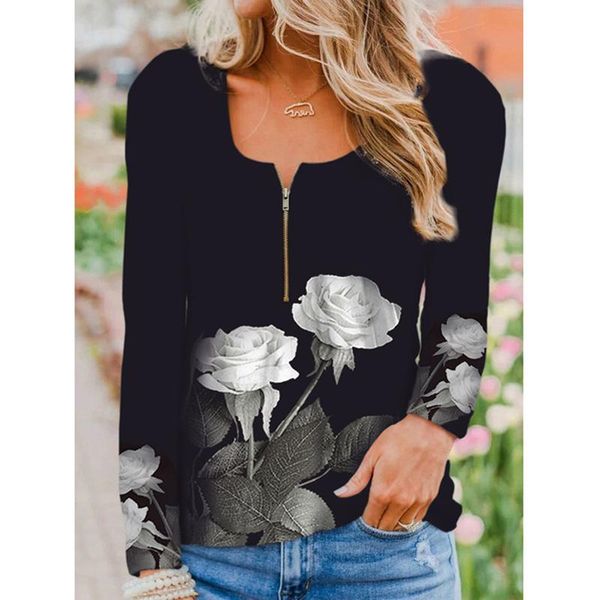 women's t-shirt winter clothes women long sleeve t shirt fashion zipper rose flower feather graphic urban casual harajuku 3xl oversized, White
women's t-shirt winter clothes women long sleeve t shirt fashion zipper rose flower feather graphic urban casual harajuku 3xl oversized, White