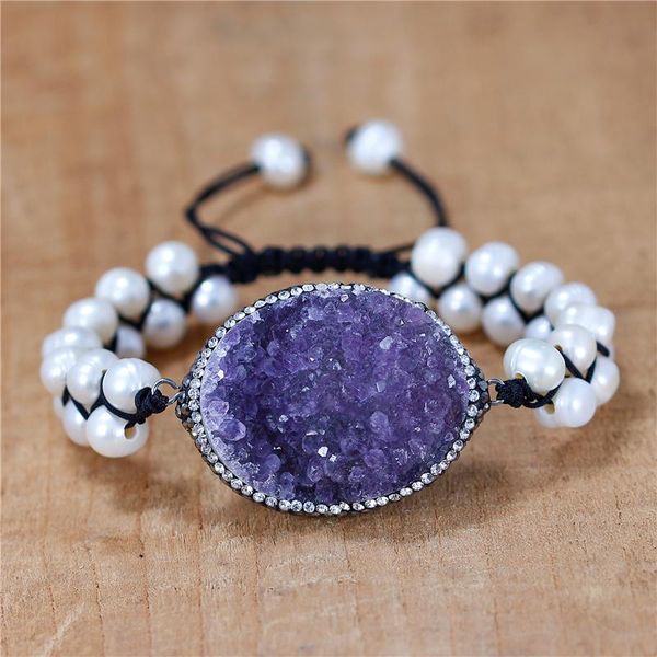 charm bracelets vintage macrame raw amethyst druzy and freshwater pearl braided beads bracelet for women bohemia high end jewelry dropship, Golden;silver
charm bracelets vintage macrame raw amethyst druzy and freshwater pearl braided beads bracelet for women bohemia high end jewelry dropship, Golden;silver