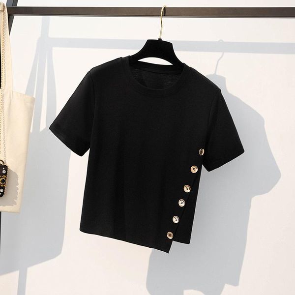 fashion o neck button female t shirt basic korean vintage black high waist crop casual solid color tee slim women tshirt women's t-shir, White
fashion o neck button female t shirt basic korean vintage black high waist crop casual solid color tee slim women tshirt women's t-shir, White