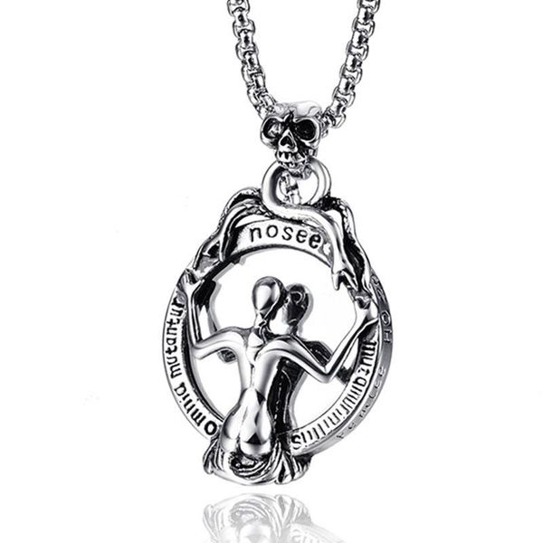 pendant necklaces fashion skull mirror necklace men charm chain long women vintage punk bbf jewelry yl-11, Silver 
pendant necklaces fashion skull mirror necklace men charm chain long women vintage punk bbf jewelry yl-11, Silver