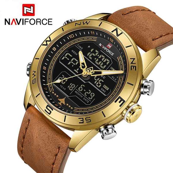 naviforce watches mens gold fashion male wrist watch sport analog led digital watch men leather quartz clockrelogio masculino 210517, Slivery;brown
naviforce watches mens gold fashion male wrist watch sport analog led digital watch men leather quartz clockrelogio masculino 210517, Slivery;brown