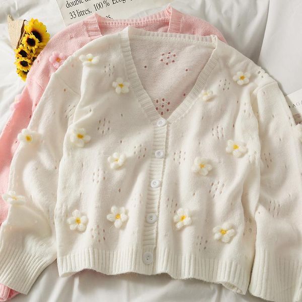 women's knits & tees autumn sweet white v neck flowers applique cardigan crop long sleeve thin hollow sweaters long-sleeved fairy pink 
women's knits & tees autumn sweet white v neck flowers applique cardigan crop long sleeve thin hollow sweaters long-sleeved fairy pink
