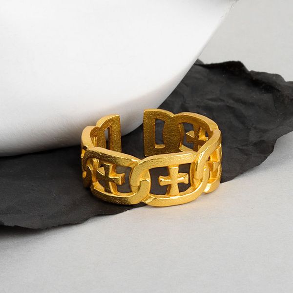 hollow chain net red same cold wind cross opening adjustable card ring female jewelry, Black
hollow chain net red same cold wind cross opening adjustable card ring female jewelry, Black
