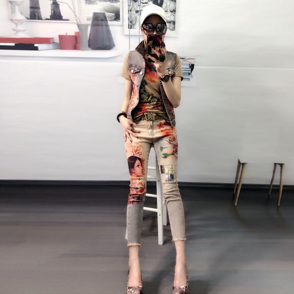 d 0963 ... european chun xia fashionable new western style heavy printing tipping cowboy pants of nine points burrs feet pants, Blue
d 0963 ... european chun xia fashionable new western style heavy printing tipping cowboy pants of nine points burrs feet pants, Blue