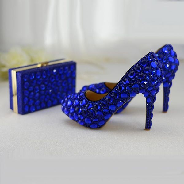 royal blue crystal wedding shoes and bags set woman fashion high women's pumps round toe platform dress, Black
royal blue crystal wedding shoes and bags set woman fashion high women's pumps round toe platform dress, Black
