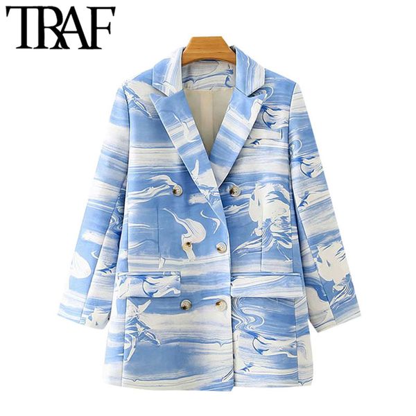 traf women fashion double breasted printed blazer coat vintage long sleeve pockets female outerwear chic 210415, Black;brown
traf women fashion double breasted printed blazer coat vintage long sleeve pockets female outerwear chic 210415, Black;brown