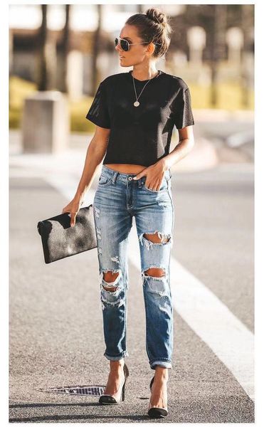 fashion ripped slim high waist womens jean cotton summer autumn office casual streetwear denim pencil long pants skinny, Blue
fashion ripped slim high waist womens jean cotton summer autumn office casual streetwear denim pencil long pants skinny, Blue