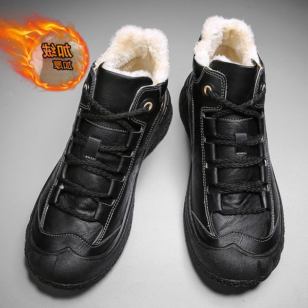 winter warm plush cotton shoes men's waterproof thickened outdoor northeast snow boots martin mountaineering, Black
winter warm plush cotton shoes men's waterproof thickened outdoor northeast snow boots martin mountaineering, Black